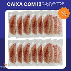 imagem do produto Caixa Com 12 Pacotes de Filé Tilápia Congelado Individual