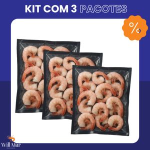 imagem do produto Kit Com 3 Pacotes de Camarão Rosa G Individual