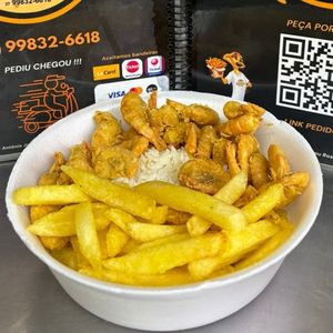 imagem do produto Camarão Empanado, Batata Frita e Arroz.