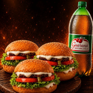 imagem do produto 3 BURGUER + UM REFRI 1 LITRO