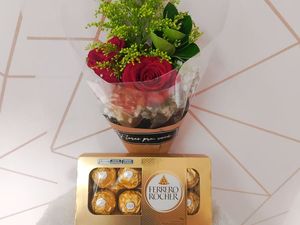 imagem do produto Buquê Luxuoso 3 rosas + Ferrero Rocher