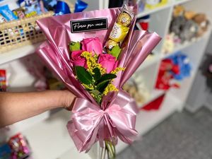 imagem do produto Trio de Rosas Pink + Ferrero Rocher 3 un