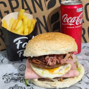 imagem do produto x-Tudo c/2 bife +200Gr Fritas + Coca lata 310ml