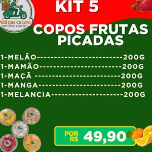 imagem do produto Kit com 5 copos  frutas picadas