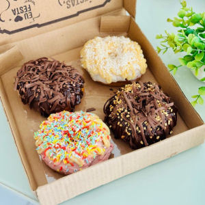 imagem do produto 🍩🍩🍩🍩 - Kit 4 Donuts na Caixinha Festa (somente cobertura) - MELHOR OFERTA