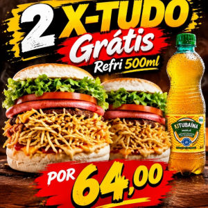 imagem do produto 2 X-TUDO + REFRI 500ML Grátis