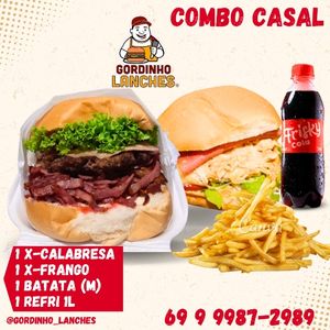 imagem do produto Combo Casal: 1 X-CALABRESA + 1 X-FRANGO + BATATA FRITA (M) + REFRI 1L 