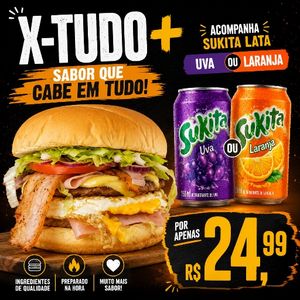 imagem do produto COMBO X-TUDO + SUKITA LATA