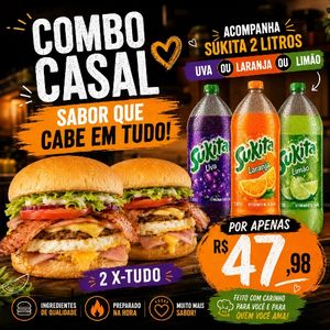 imagem do produto COMBO CASAL / 2 X-TUDO + SUKITA 2L 