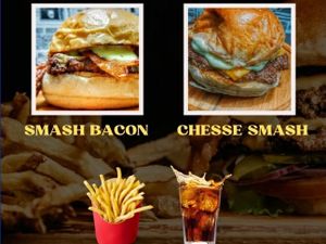 imagem do produto Combo - 1 Smash bacon, 1 Chesse smash, 2 batatas fritas e 1 coca cola litro