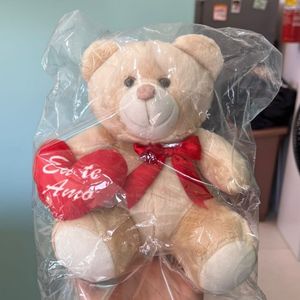 imagem do produto Urso de pelúcia médio bege claro coração 