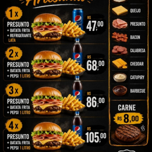 imagem do produto Combo 2x- presunto Artesanal + batata Frita + Refri 1 litro