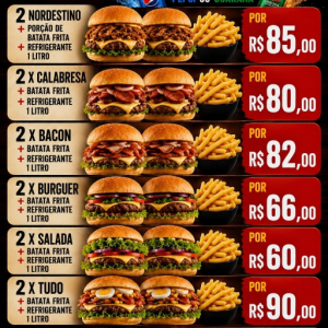 imagem do produto 2X Burguer artesanal + Batata Frita simples + 1 litro Refri