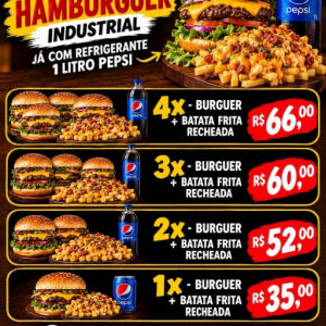 imagem do produto 3x Burguer+ Batata frita Recheada + Refri 1 Litro
