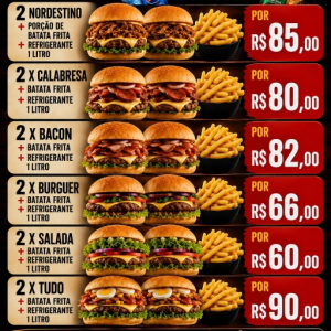 imagem do produto 2X Tudo artesanal + Batata Frita simples + 1 litro Refri