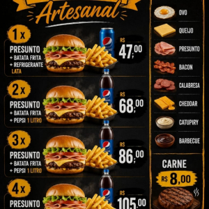 imagem do produto Combo 1x- presunto Artesanal + batata Frita + Refri Lata