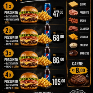 imagem do produto Combo 3x- presunto Artesanal + batata Frita + Refri 1 litro