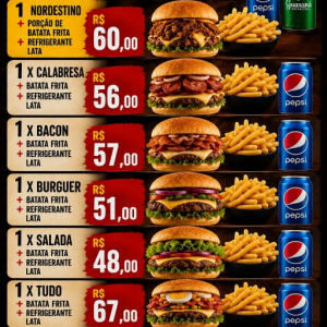 imagem do produto 1x Burguer artesanal + Batata Frita simples + Refri Lata