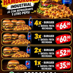 imagem do produto 4x Burguer+ Batata frita Recheada + Refri 1 Litro