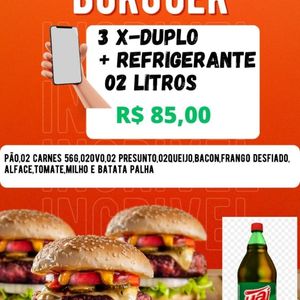 imagem do produto 3 X DUPLOS + 1 REFRIGERANTE UAI 2 LITROS 