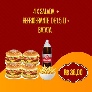 imagem do produto 4 X salada + Refrigerante + batata. 