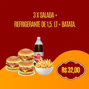 imagem do produto 3x salada + Refrigerante 1.5 lt + Batata 