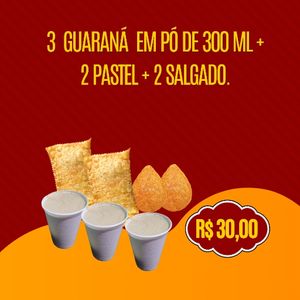 imagem do produto 3 guaraná em pó de 300ml + 2 pastel + 2 Salgado.