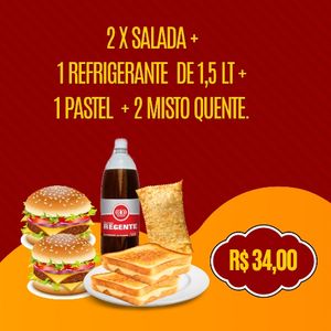 imagem do produto 2x salada + 1 refrigerante 1.5 +1 pastel +2 misto quente. 