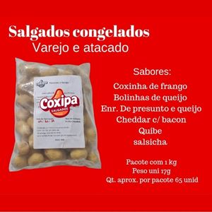 imagem do produto Salgados congelados Coxinha Queijo pizza cheddar com bacon ou quibe.