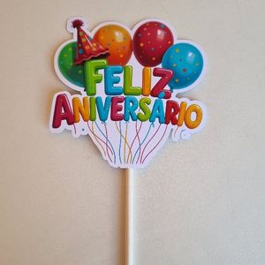 imagem do produto TOPO DE BOLO FELIZ ANIVERSÁRIO COLORIDO