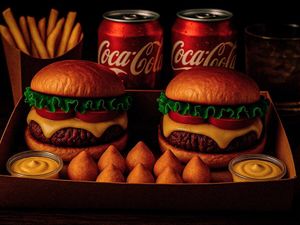 imagem do produto Combo Casal  2 Hambúrgueres + Fritas + Mini Coxinhas + Refri 350ml