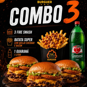 imagem do produto COMBO 3 * 3 FIRESMASH + 1 BATATA SUPER + 1 GUARANA LITRO