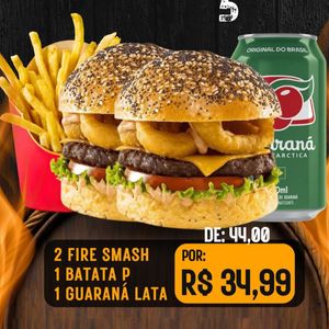 imagem do produto COMBO RODEIO - 02 FIRE SMASH  - 1 BATATA P - 1 GUARANA LATA