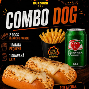 imagem do produto COMBO DOG* 2 DOGS (FRANGO OU CARNE) + 1 BATATA SIMPLES P + 1 GUARANÁ LATA