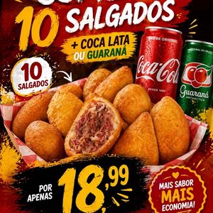 imagem do produto 10 salgados + coca lata ou guaraná