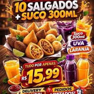 imagem do produto Combo 10 SALGADOS + suco 300ml
