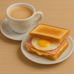 imagem do produto MISTO QUENTE COM OVO + CAFE COM LEITE OU CAFÉ