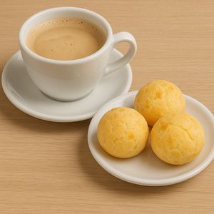 imagem do produto PAO DE QUEIJO 3 UNIDADES + CAFE COM LEITE OU CAFÉ