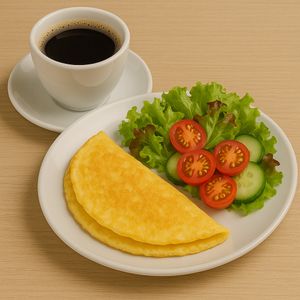 imagem do produto CREPIOCA OU OMELETE (CARNE OU FRANGO) + CAFE COM LEITE OU CAFÉ
