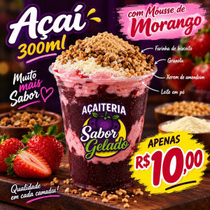 imagem do produto BATIDINHA DE AÇAÍ COM MORANGO 300ML