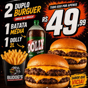 imagem do produto 2 DUPLO BURGUER + BATATA M SIMPLES + 1 DOLLY
