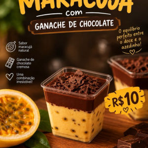 imagem do produto Mousse de maracujá com ganache de chocolate