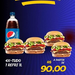 imagem do produto Combo 8= ( 4 lanche + 1 refri 1L)