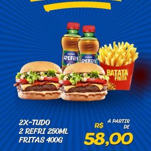 imagem do produto Combo 1=( 2 lanche + batata +refri )