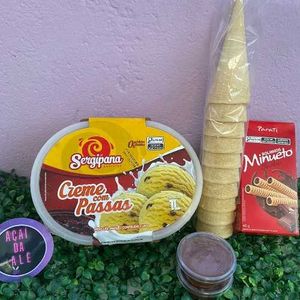 imagem do produto Kit Sorvete + Casquinha SterBom + Canudos + Cobertura