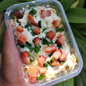 imagem do produto MACARRÃO INTEGRAL AO MOLHO BRANCO CREMOSO E BACON EM CUBINHOS