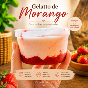 imagem do produto ✨️ Edição LIMITADA: Gelatto de Morango com chocolate - sorvete Gourmet embalagem 350ml