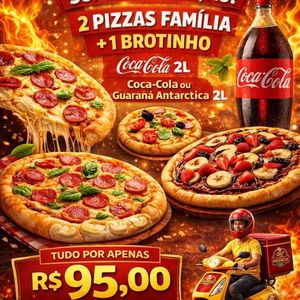 imagem do produto 2 Pizzas Familia Tradicionais + Refrigerante + Brotinho