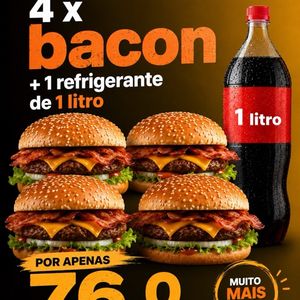 imagem do produto 4 X BAGON + REFRIGERANTE DE 1 lLITRO 
