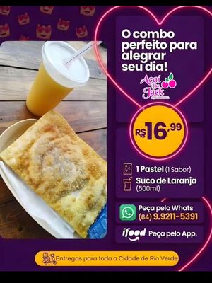 imagem do produto Combo suco de laranja 500ml + Pastel 1 sabor 